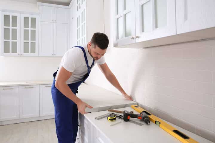 A kitchen countertop made of a durable and stain-resistant material, designed for easy maintenance in Princeton
